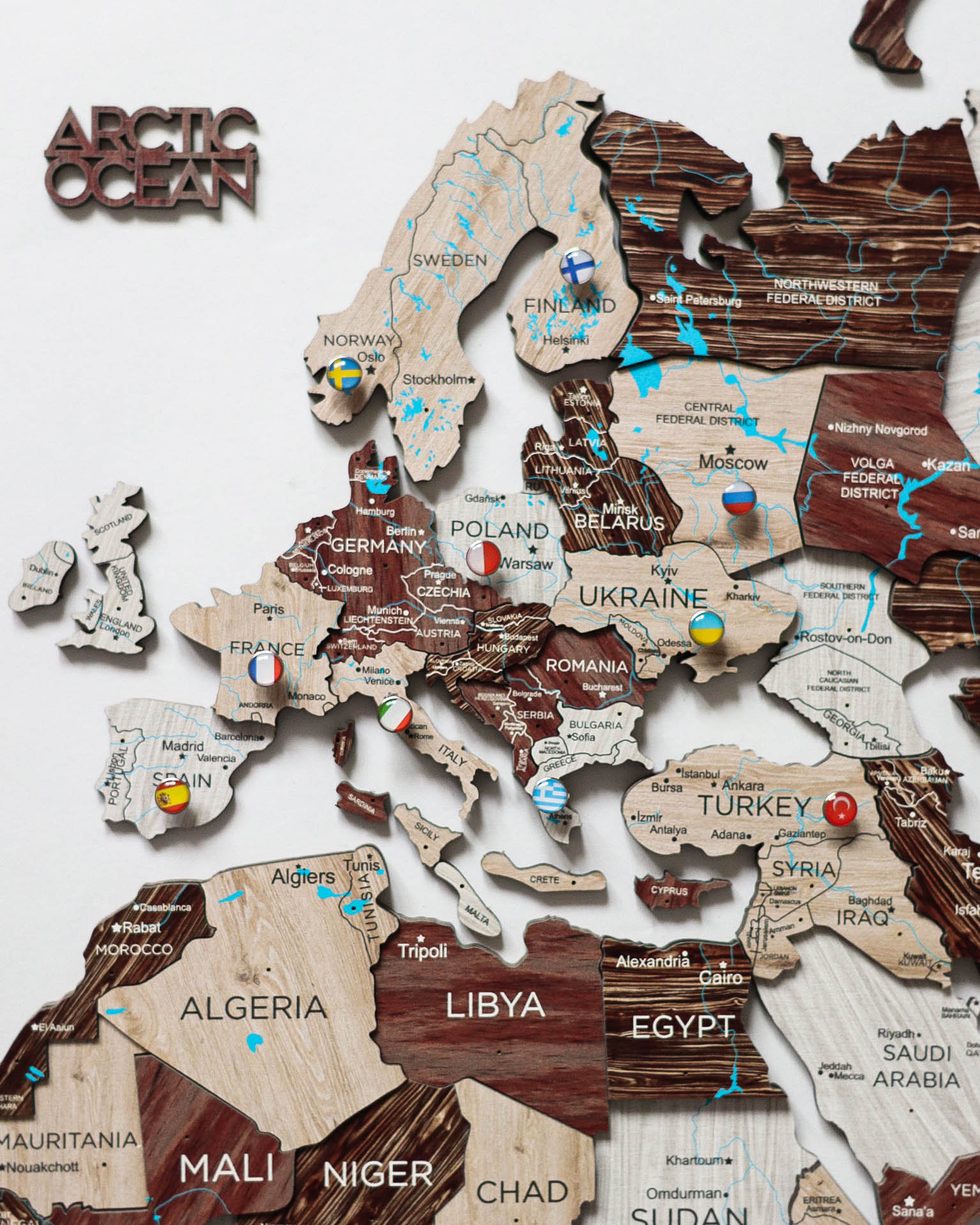 Carte du monde en bois 3D Cappuccino XXL » Enjoy The Wood ▷ Cartes en bois  artisanales