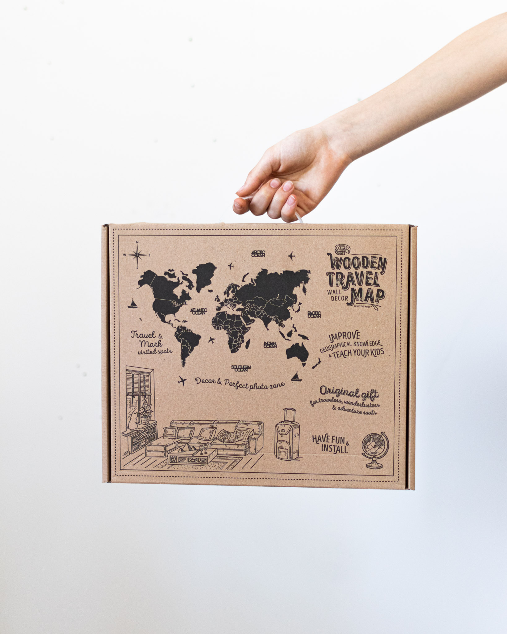 Carte du monde en bois 3D Terra XL (200x120cm) » Enjoy The Wood ▷ Cartes en  bois artisanales